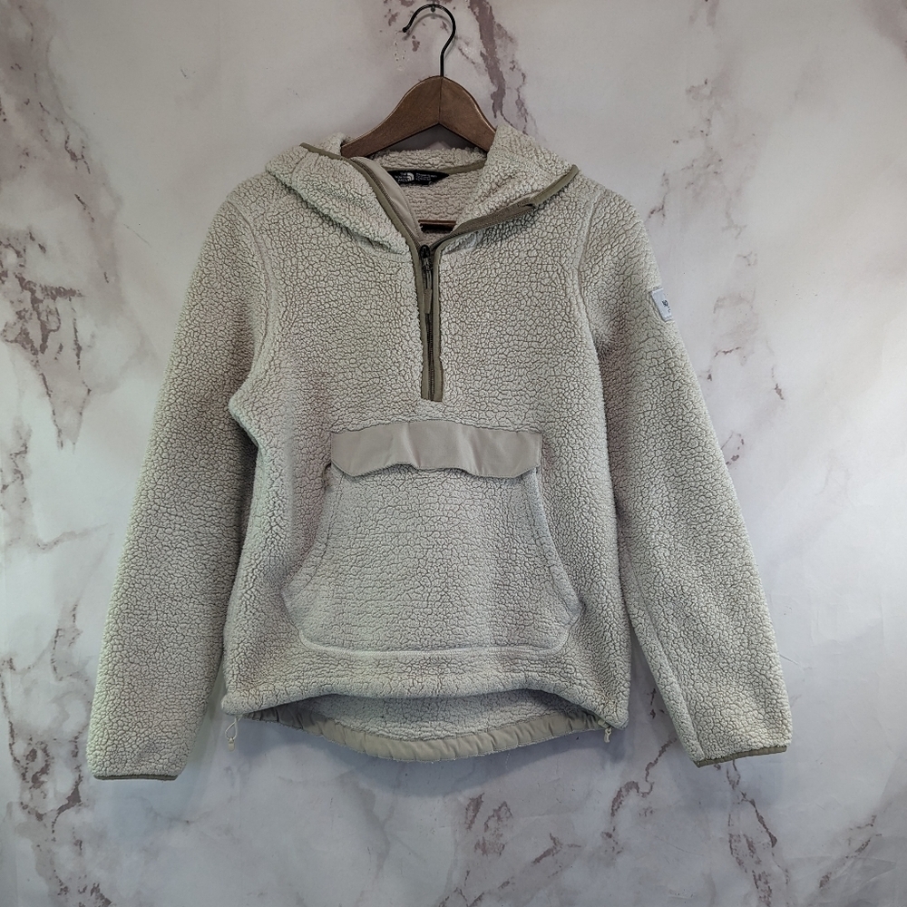 The North Face Jacket Women Small Campshire Cream Half Zip Hood Fleece Popover